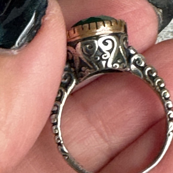 925 Sterling Silver  set of 3 vintage emerald earrings, ring & pendant - Picture 9 of 14